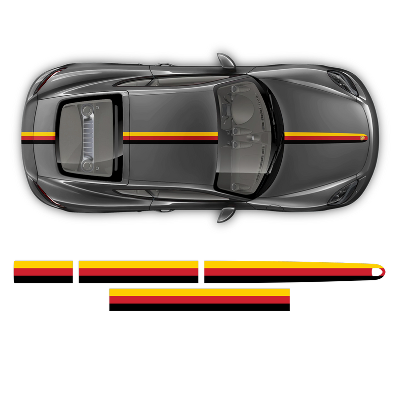 German Flag Style Racing stripes set, for Porsche Cayman / Boxster