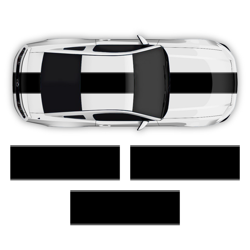 Contoured Racing Stripes over the top, for Mustang 2005 - 2014 black