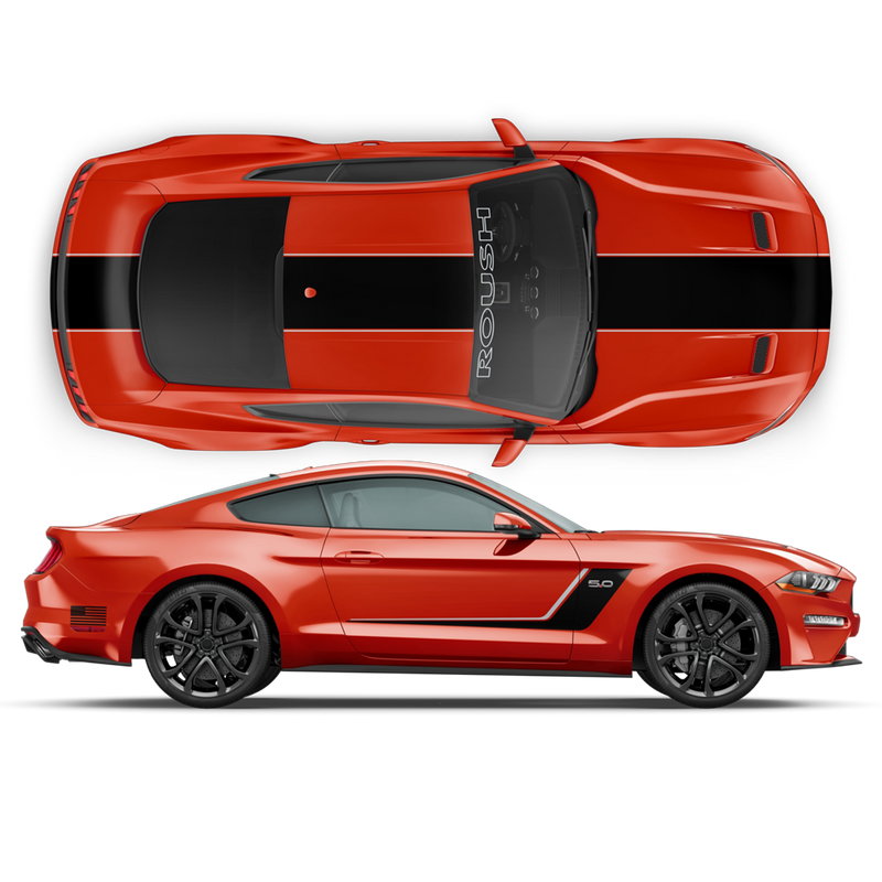 Roush Stage3 Two Colors Racing Stripes Set, for Ford Mustang 2015 - 2019