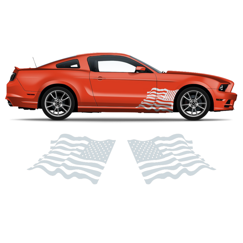 US Flag decals set, for Ford Mustang or any car body
