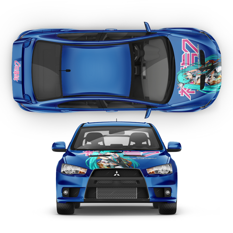 Hatsune Miku (VOCALOID) Itasha, Anime Style Graphic for any Car Hood