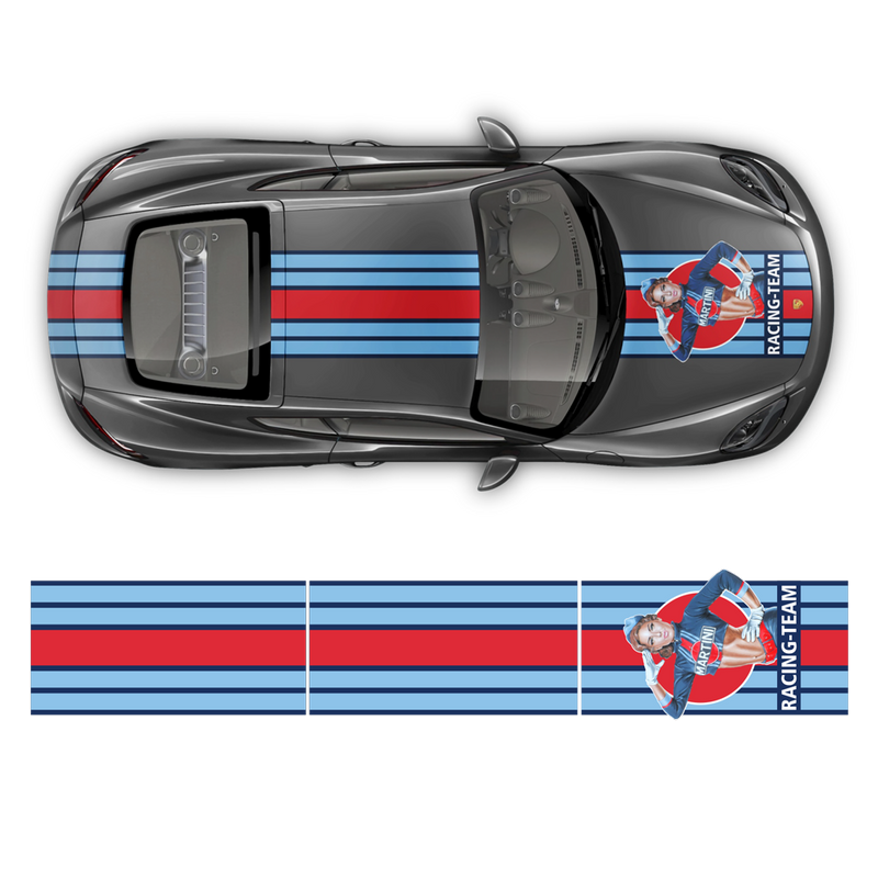Martini Style Pin Up Girl Racing stripes, for Porsche Cayman / Boxster