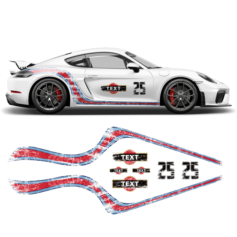 Scratched Curved Martini Side Stripes Graphic, for Cayman / Spyder