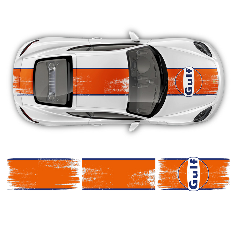 GULF Le Mans Scratched Racing Stripes kit, for Cayman / Boxster