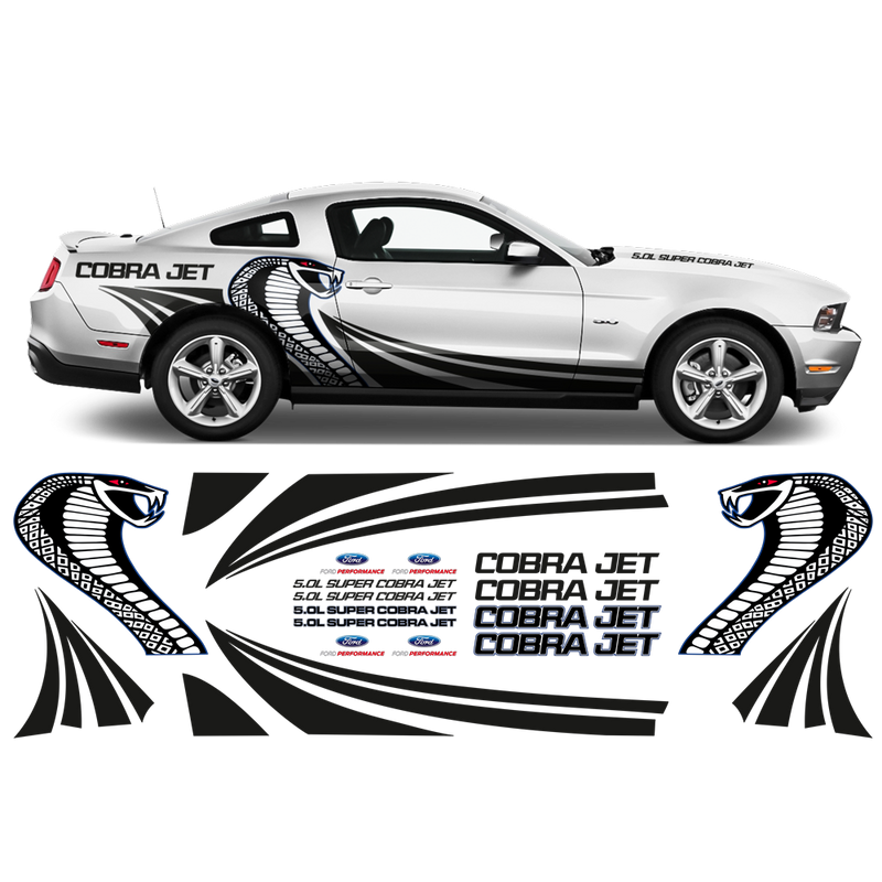 COBRA JET Side Graphic Decals Set, for Ford Mustang 2005 - 2014