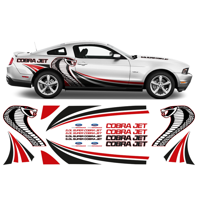 COBRA JET Side Graphic Decals Set, for Ford Mustang 2005 - 2014