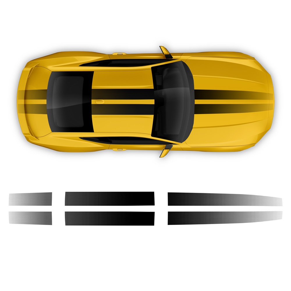 Faded Top Racing Stripes Set, for Mustang 2024 - 2026 (Gen7)