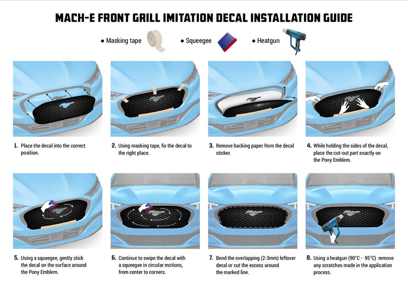 Front Grill Imitation Decal Bronze, for Ford Mustang Mach-E 2021 2022 2023 2024