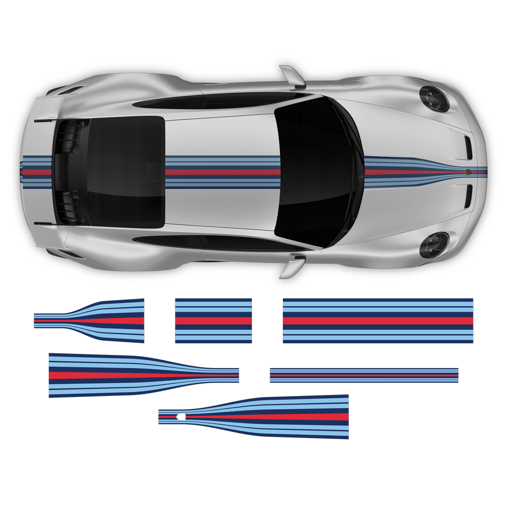 Porsche Martini Racing stripes design decals set