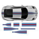 Martini Style Racing Stripes Over the Top, designed to fit all Carrera / Cayman