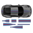 Martini Style Racing Stripes Over the Top, designed to fit all Carrera / Cayman