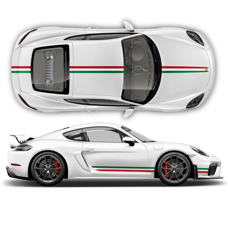 Italian Racing Strips Italian Flag Style Racing stripes set, for Porsche Cayman / Boxster