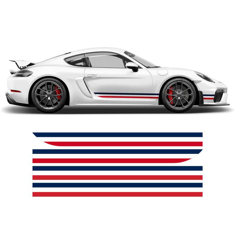 French Flag Style Racing stripes set, for Porsche Cayman / Boxster 2005 - 2024