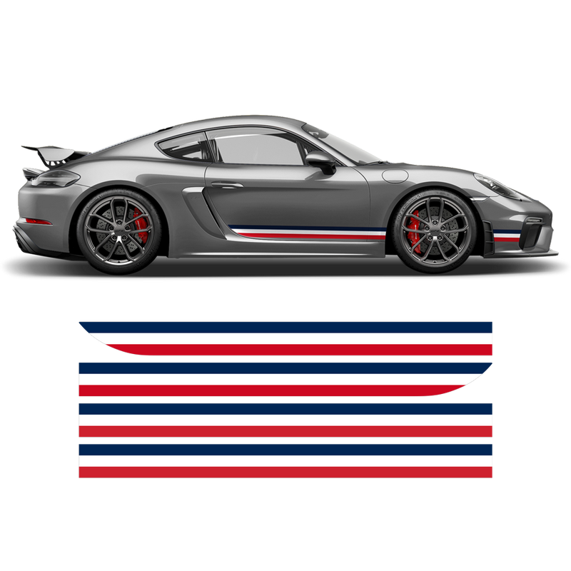 French Flag Style Racing stripes set, for Porsche Cayman / Boxster 2005 - 2024