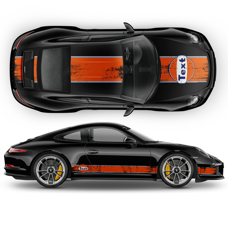 GULF Le Mans Scratched Racing Stripes kit, for Carrera 1999 - 2020