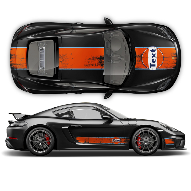 GULF Le Mans Scratched Racing Stripes kit, for Cayman / Boxster