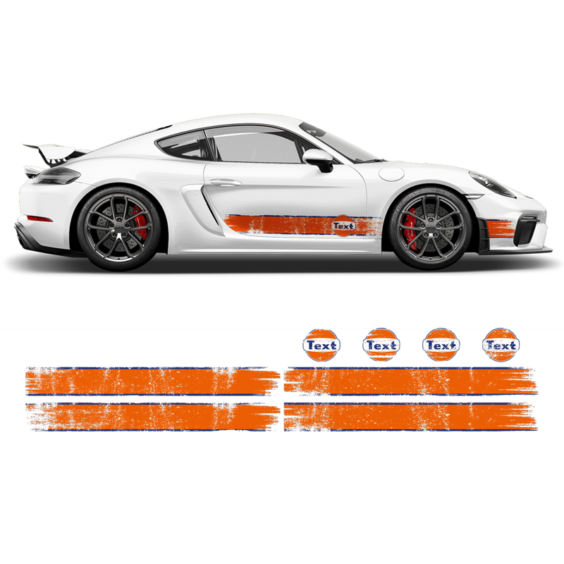 GULF Le Mans Scratched Racing Stripes kit, for Cayman / Boxster