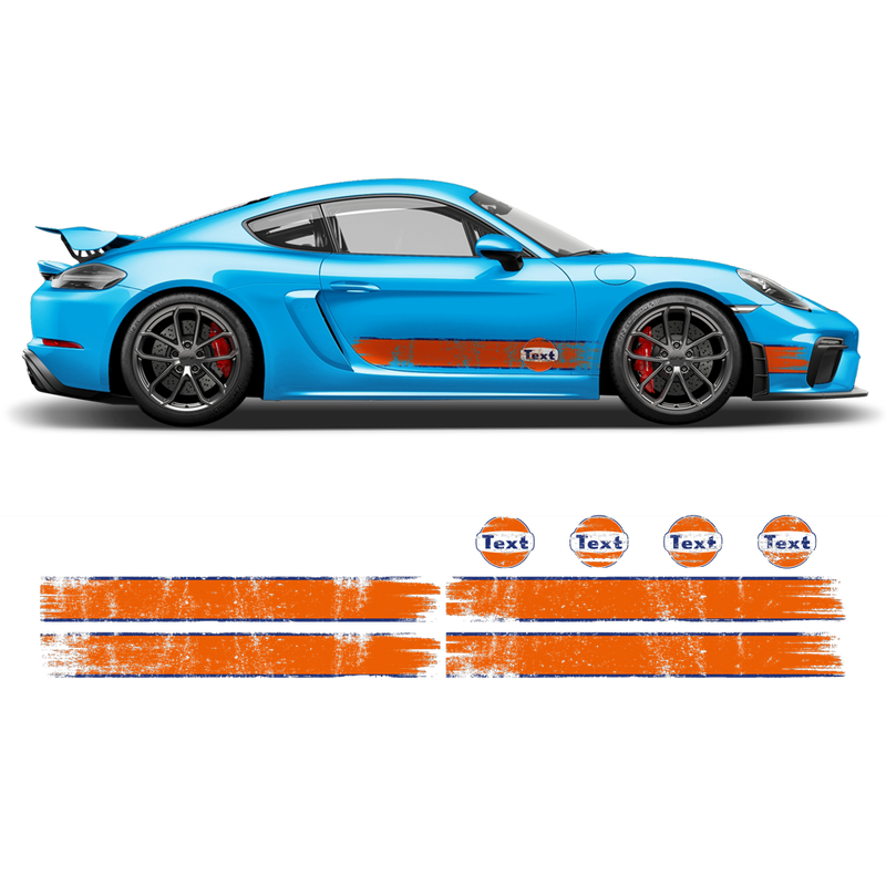 GULF Le Mans Scratched Racing Stripes kit, for Cayman / Boxster