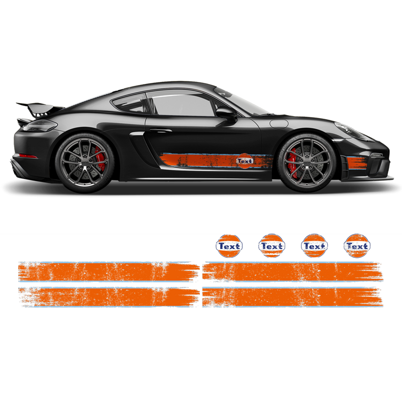 GULF Le Mans Scratched Racing Stripes kit, for Cayman / Boxster