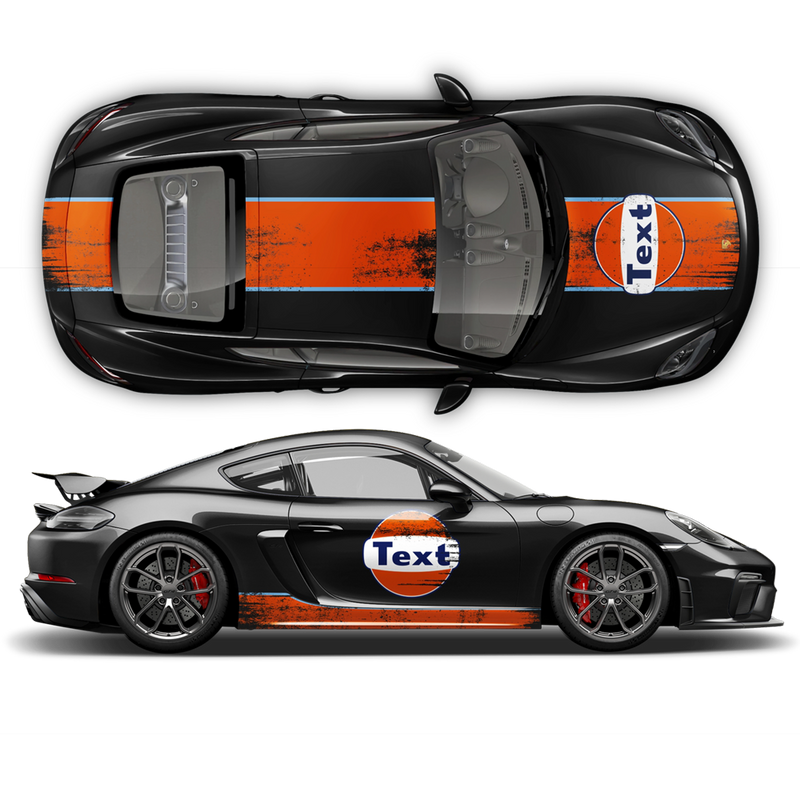 GULF Le Mans Scratched RACING STRIPES Set and logos, Cayman / Boxster