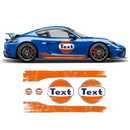 GULF Le Mans Scratched RACING STRIPES Set and logos, Cayman / Boxster