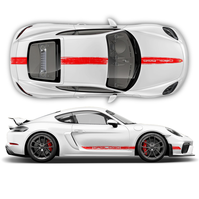 Scratched Racing Stripes set, for Carrera / Cayman / Boxster  2005 - 2018