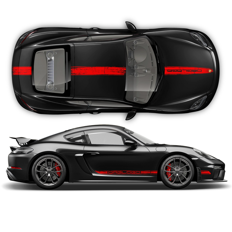 Scratched Racing Stripes set, for Carrera / Cayman / Boxster  2005 - 2018
