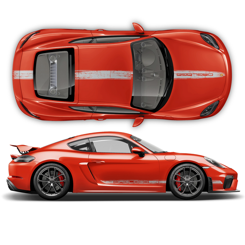 Scratched Racing Stripes set, for Carrera / Cayman / Boxster  2005 - 2018