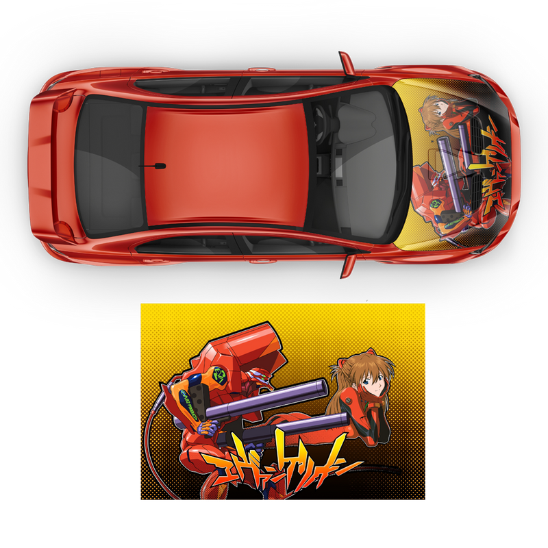 Asuka Langley (NEON GENESIS EVANGELION) Itasha, Anime Style Graphic for any Car Hood