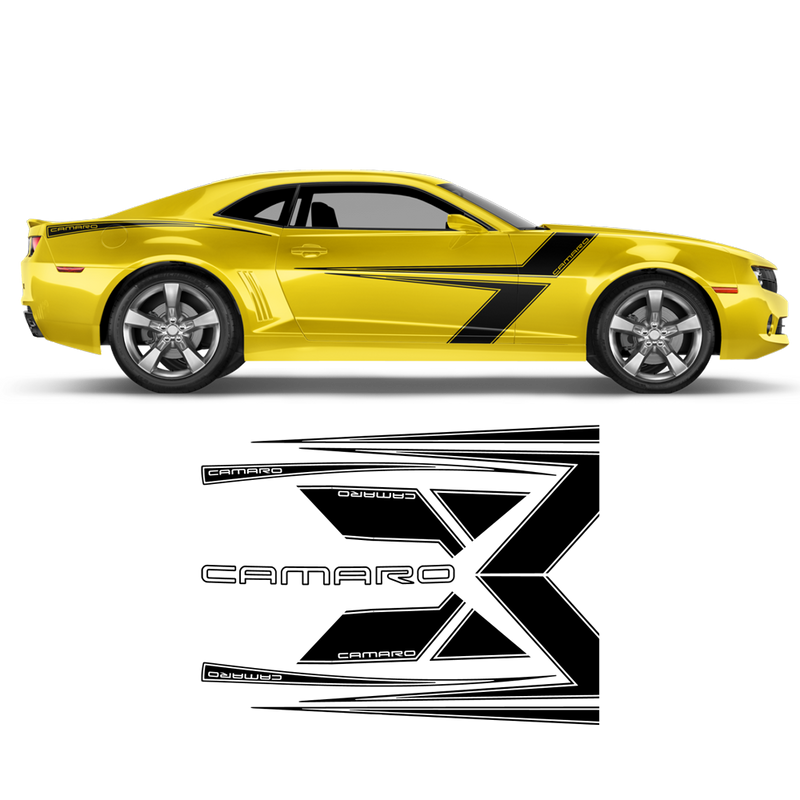 T-Stripes Side Graphic for Chevrolet Camaro 2010 - 2015 black