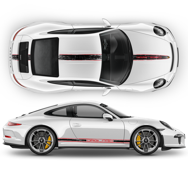 Scratched Two Colors Racing Stripes set for Porsche Carrera