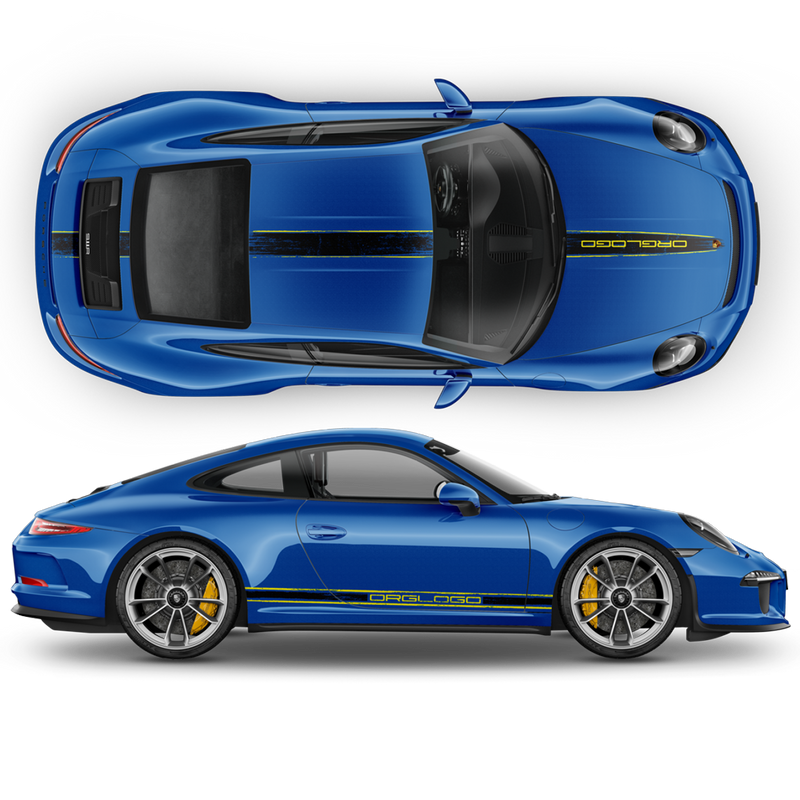 Scratched Two Colors Racing Stripes set for Porsche Carrera