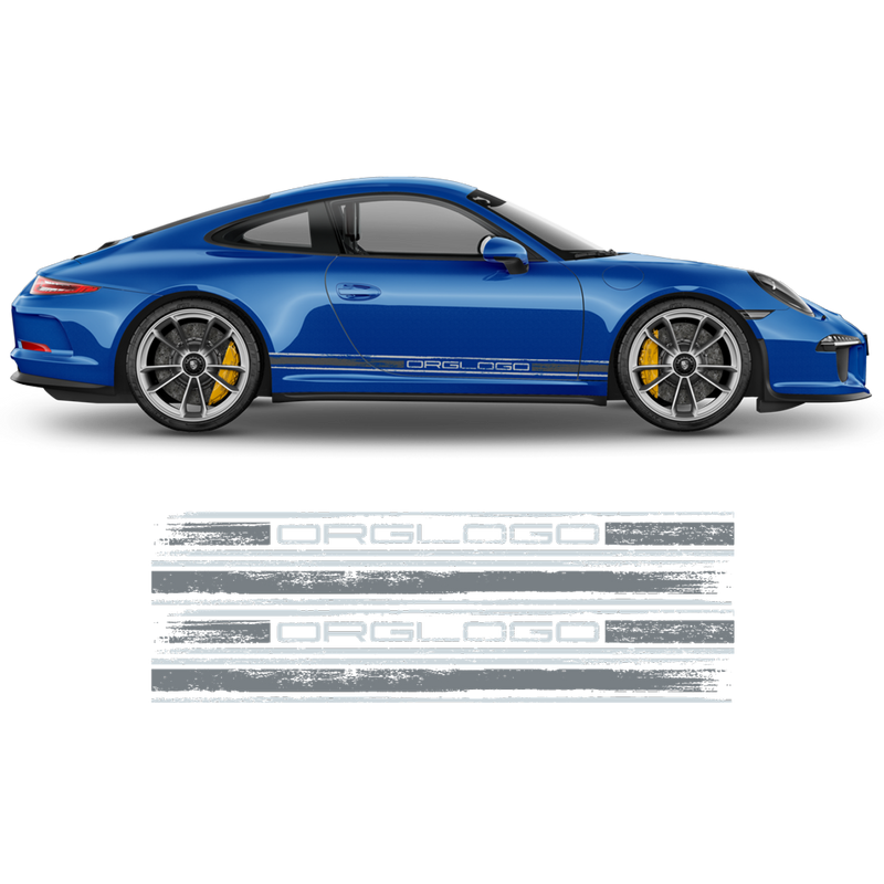 Scratched Two Colors Racing Stripes set for Porsche Carrera