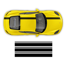 Asymmetrical Racing Stripes set, Cayman / Boxster 2005 - 2018 black