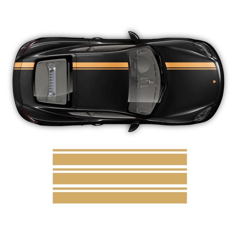 Asymmetrical Racing Stripes set, Cayman / Boxster 2005 - 2018 black