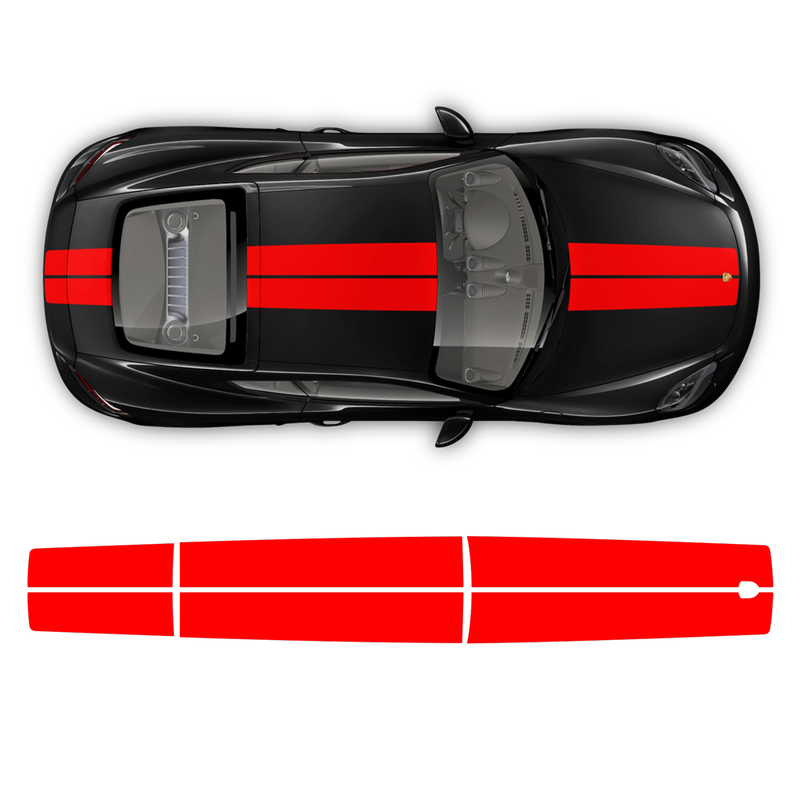Exclusive Series Double Stripes Over The Top for Cayman / Boxster black