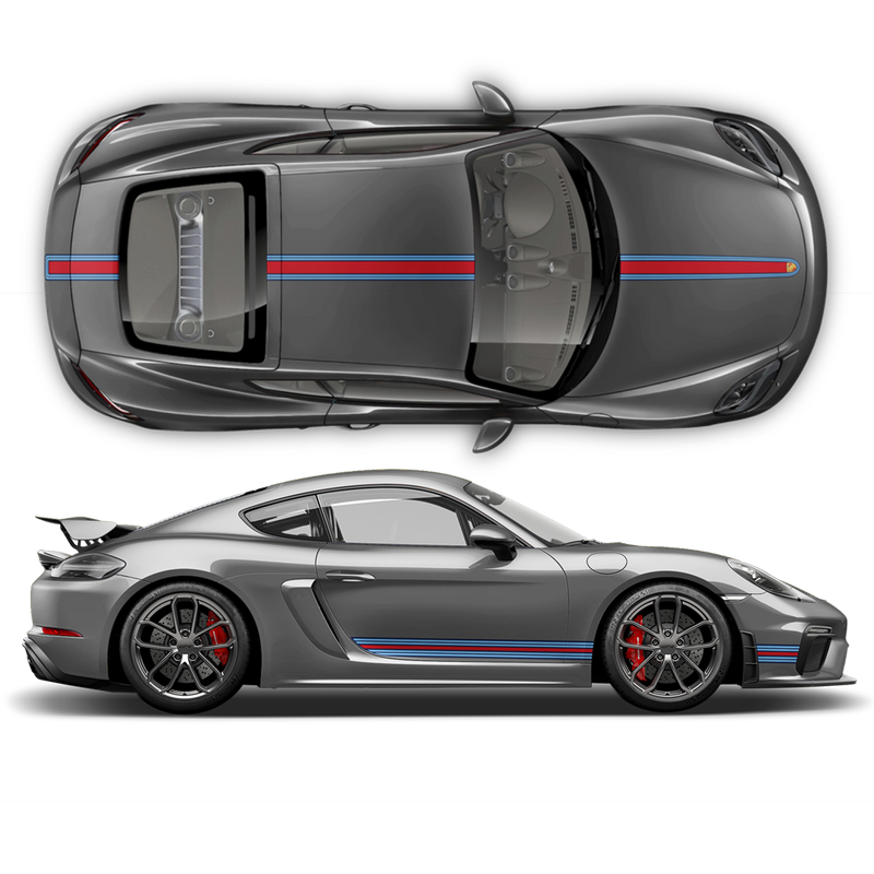 THIN Martini Racing stripes set for Porsche Cayman / Boxster Martini Regular
