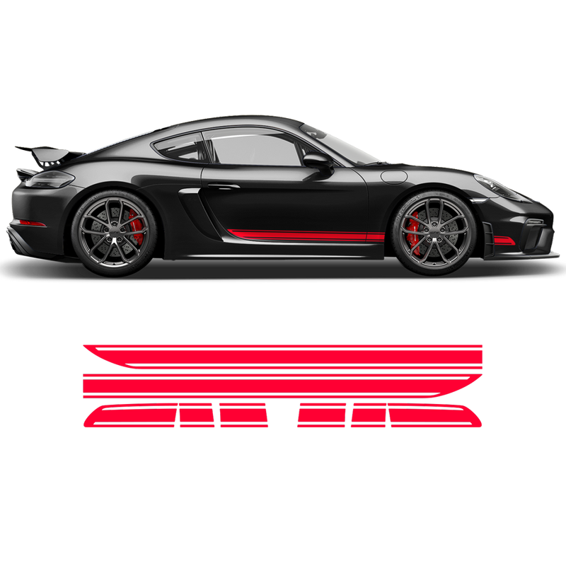 Asymmetrical Racing Stripes set, Cayman / Boxster 2005 - 2018 black