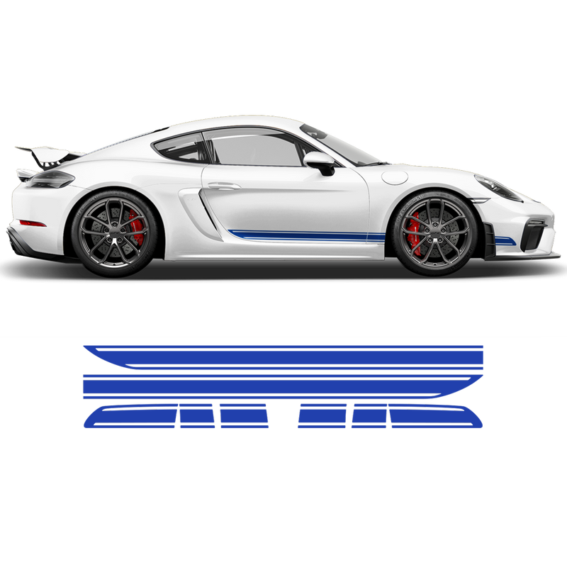 Asymmetrical Racing Stripes set, Cayman / Boxster 2005 - 2018 black