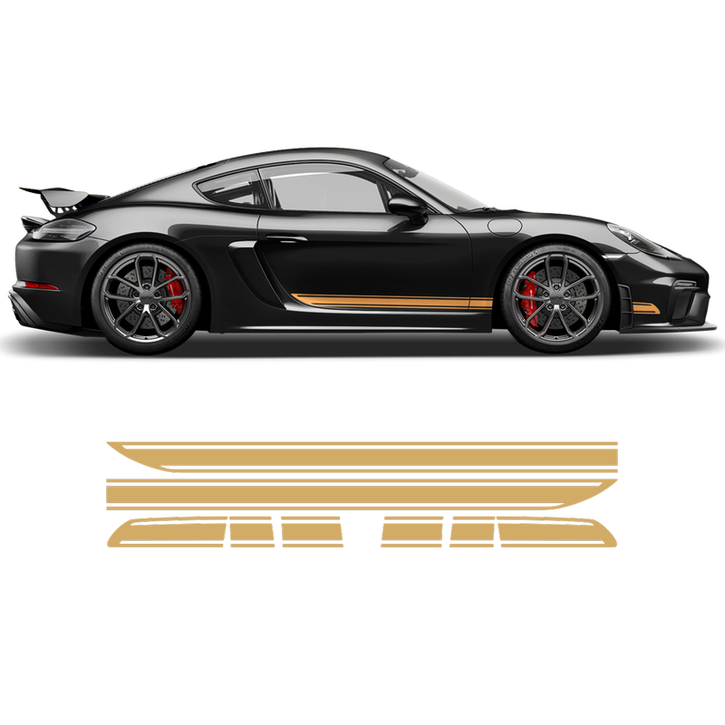 Asymmetrical Racing Stripes set, Cayman / Boxster 2005 - 2018 black