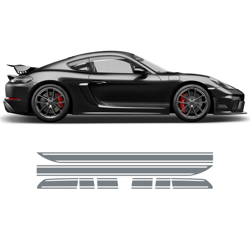 Asymmetrical Racing Stripes set, Cayman / Boxster 2005 - 2018 black