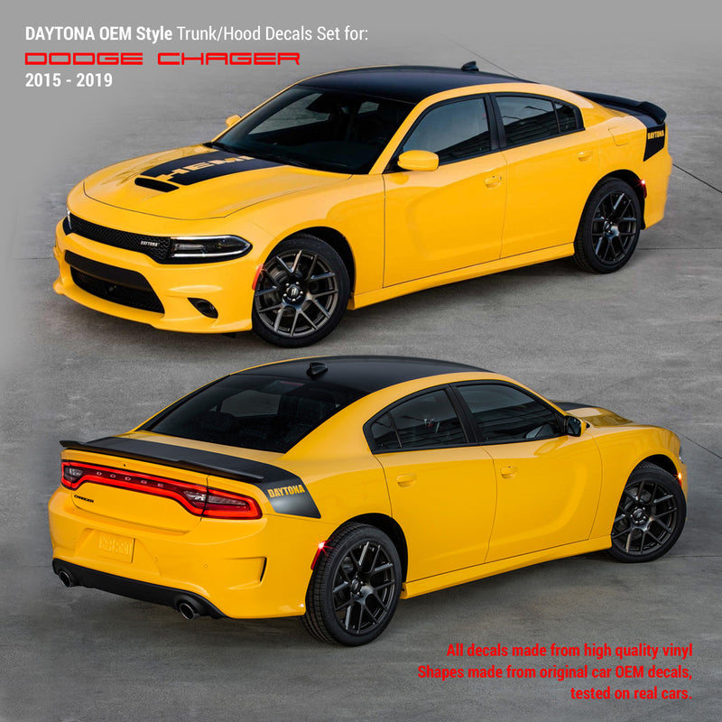 Daytona Style Trunk / Hood Stripes, for Dodge Charger 2015 - 2019 black
