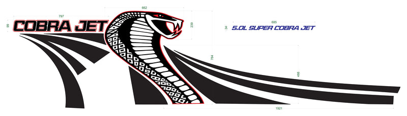 Cobra Jet full set of decals in Blue/Black, for Ford Mustang 2010 - 2014