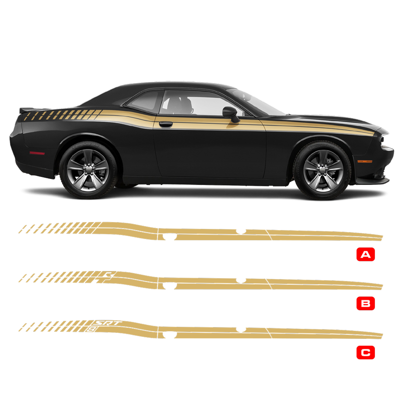 Dual Strobe Side Stripes for DODGE Challenger 2011 - 2020 black