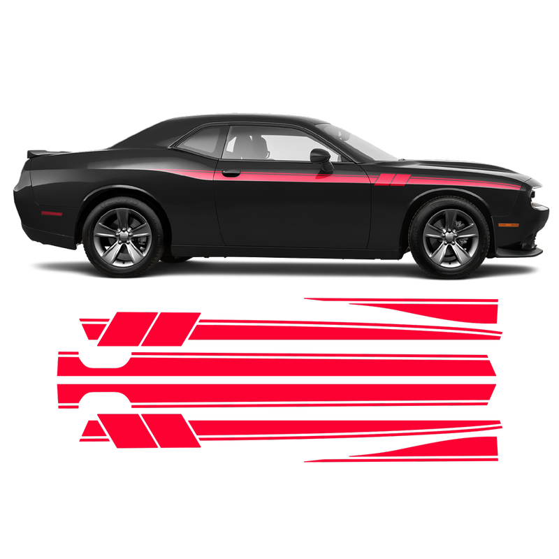 Fury Side Racing Stripes, DODGE Challenger 2011 - 2020 black