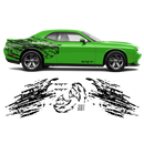 Shredded Hellcat Side Graphic in One Color for Dodge Challenger 2008 - 2024 black