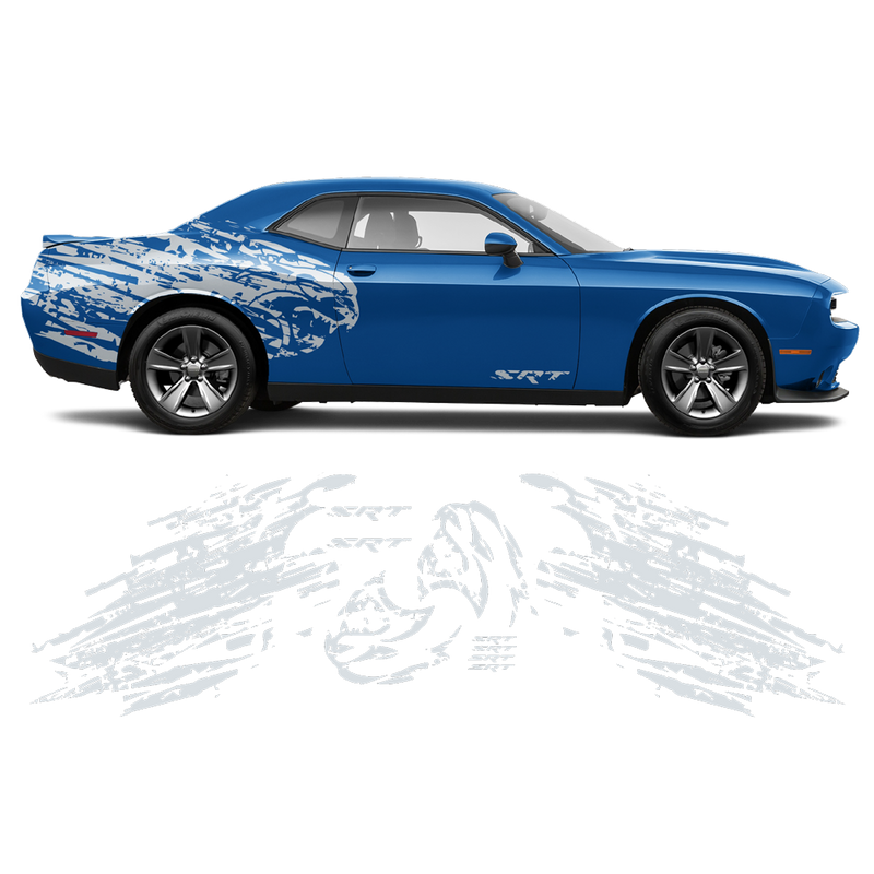 Shredded Hellcat Side Graphic in One Color for Dodge Challenger 2008 - 2020 black