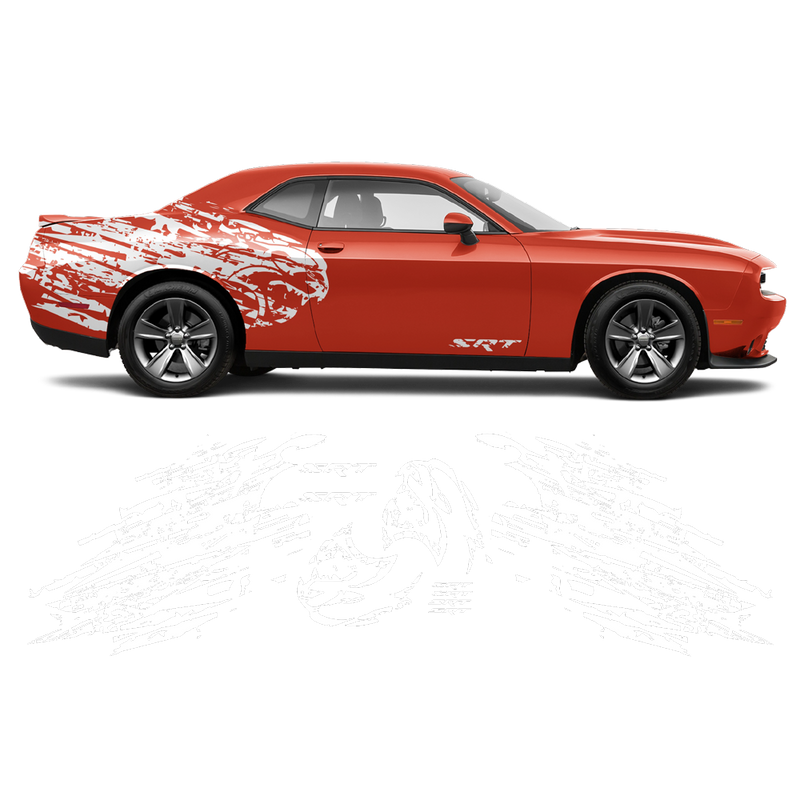 Shredded Hellcat Side Graphic in One Color for Dodge Challenger 2008 - 2020 black