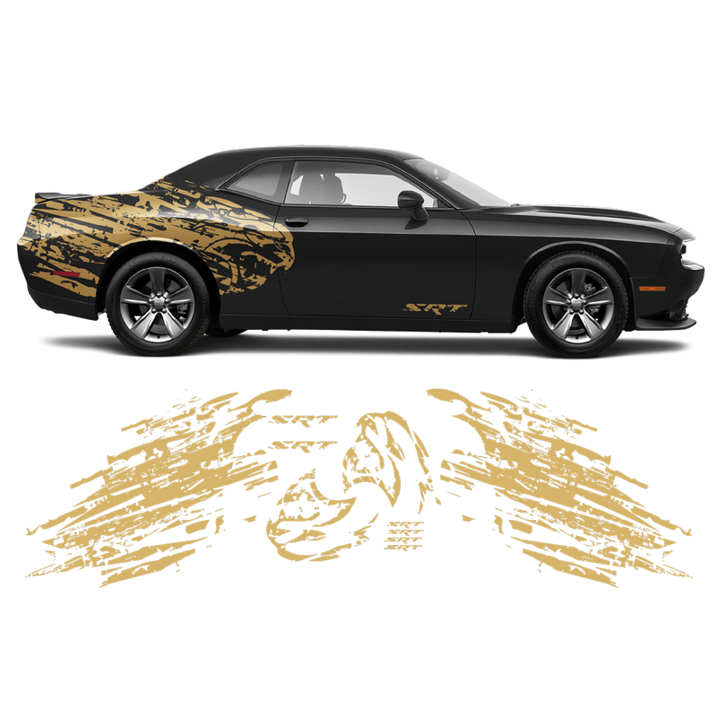 Shredded Hellcat Side Graphic in One Color for Dodge Challenger 2008 - 2020 black