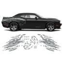 Shredded Hellcat Side Graphic in One Color for Dodge Challenger 2008 - 2024 black